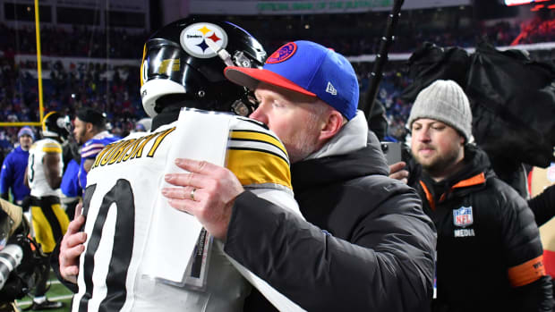 QB Mitch Trubisky and Bills' head coach Sean McDermott